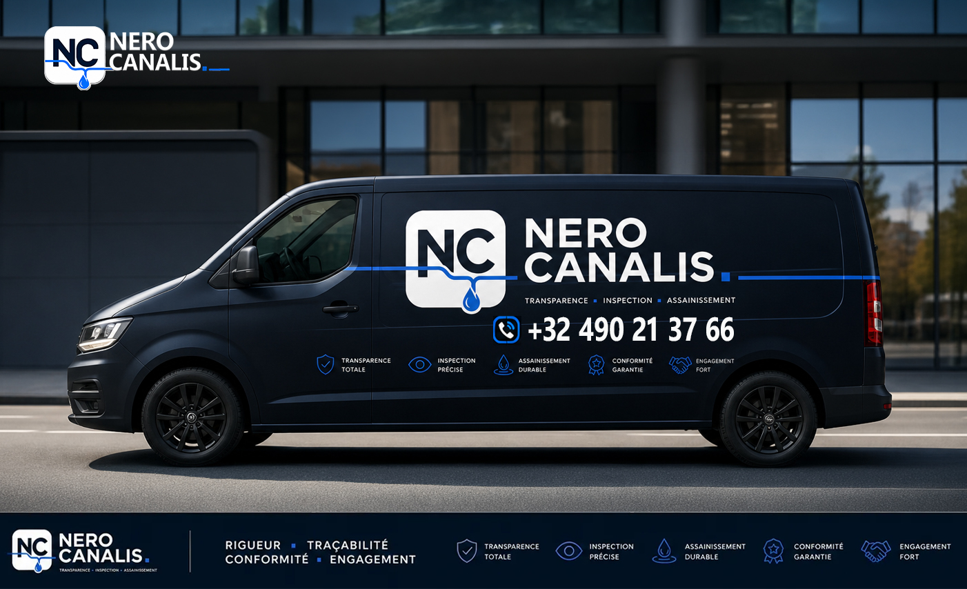 Véhicule d’intervention Néro Canalis - débouchage et curage à Bruxelles